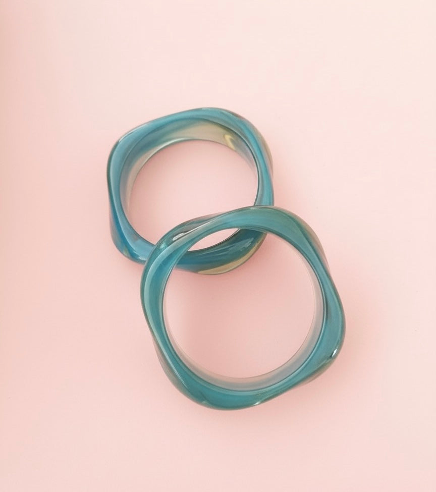 Bracelet Jonc géométrique en Résine céladon