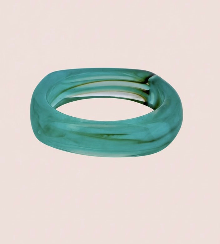 Bracelet Jonc géométrique en Résine céladon